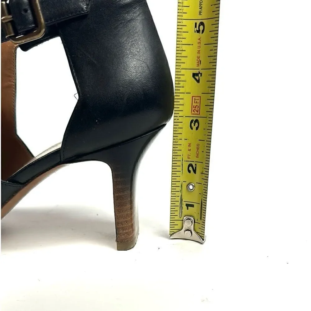 Maison Martin Margiela Black Leather Ombre Heels Open Toe Side Buckle Italy 39